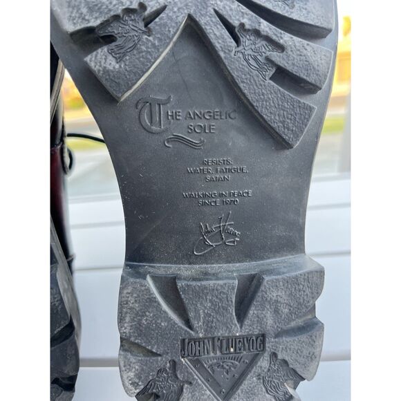 John Fluevog Derby Swirl Boot (6eye) Size 8.5 Women- Burgundy Rub Off - Picture 13 of 13